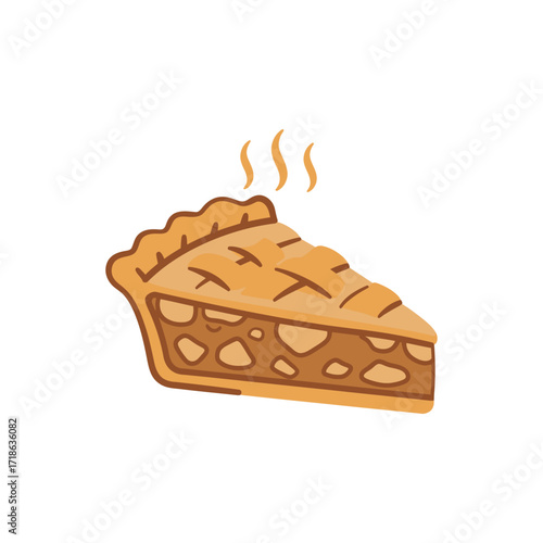 American apple pie slice with steam lines