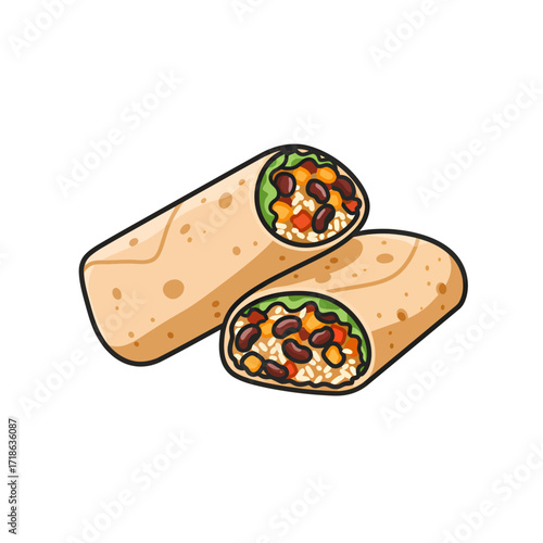 Burrito with cross section filling visible