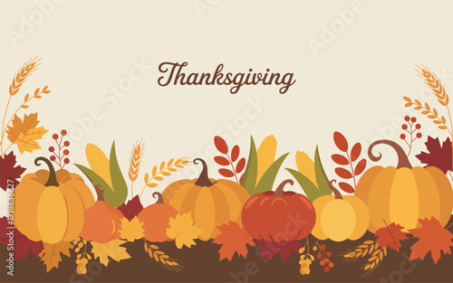 Thanksgiving flat vector illustration background