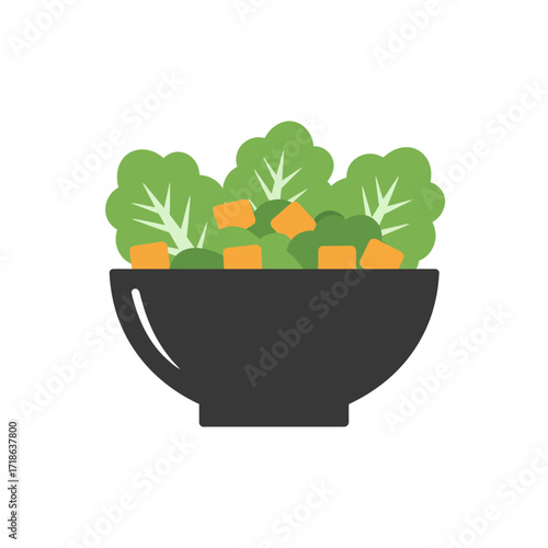 Caesar salad bowl with croutons and lettuce