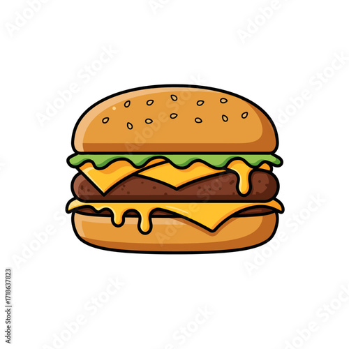 Classic American cheeseburger with melted cheese dripping