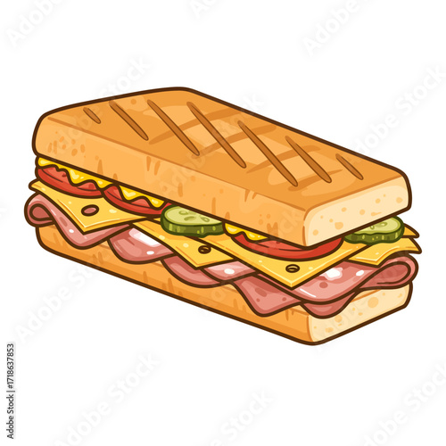 Cuban sandwich with grill press lines