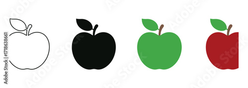 WebFour minimalist apple icons showcase a modern, fresh style, ideal for food blogs and healthy lifestyle campaigns, offering a vibrant and clean design for nutrition focused projects.