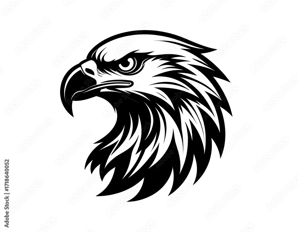 Obraz premium Black and white graphic of an eagle's head