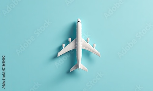 A white airplane model on a light blue background (1)