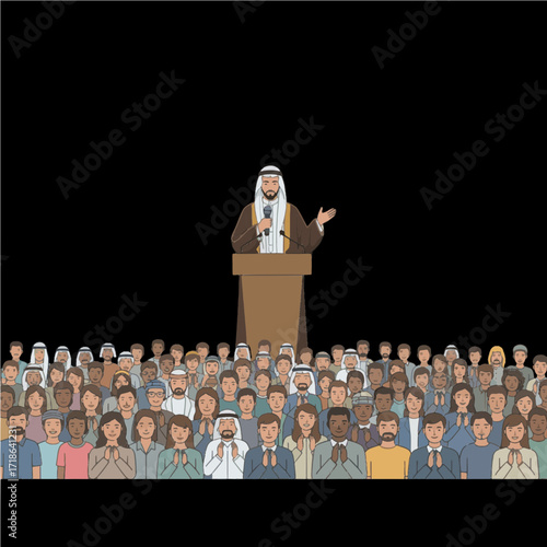Muslim Man Life Activities Public Speaking 