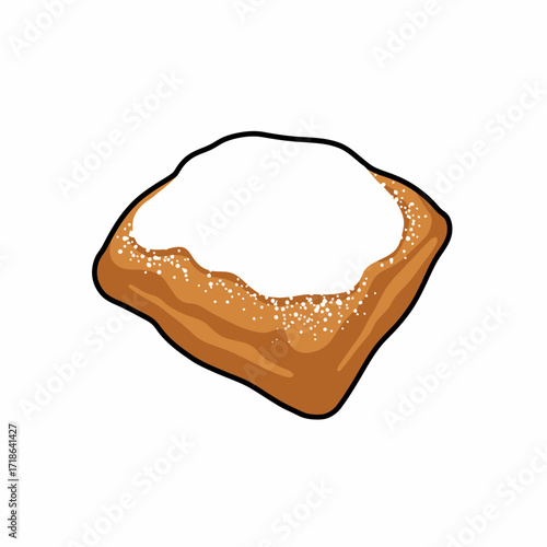 New Orleans beignet with powdered sugar dust