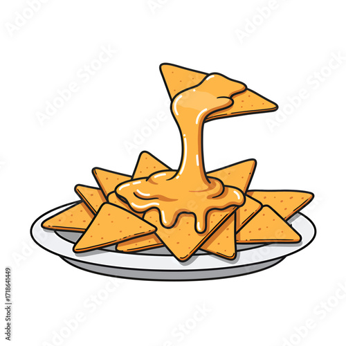 Nachos with cheese sauce dripping
