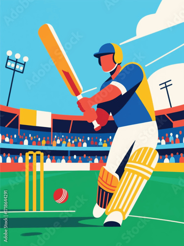 cricket Sport Illustrator Artwork Design Template Poster