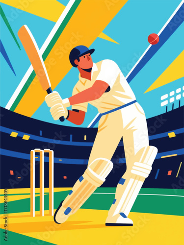 cricketer sport Illustrator Artwork Design Template Poster
