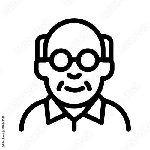 Elderly Man Line Icon of Senior Care Facilities Icon Set