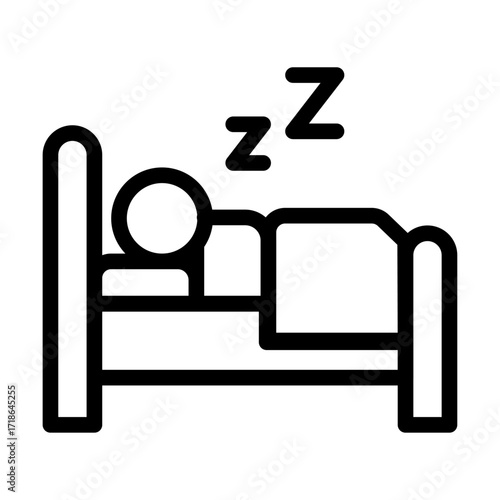 Sleeping in Bed Line Icon of Senior Care Facilities Icon Set