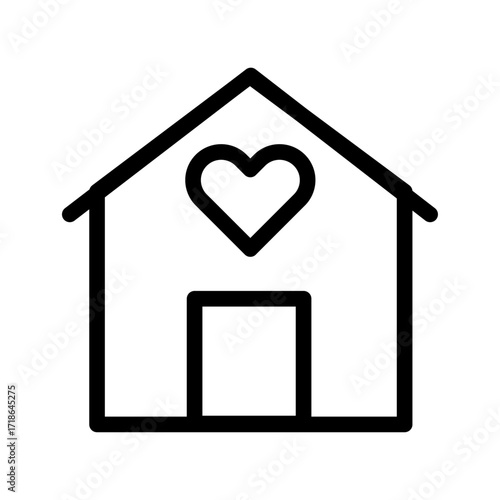 House with Heart Line Icon of Senior Care Facilities Icon Set