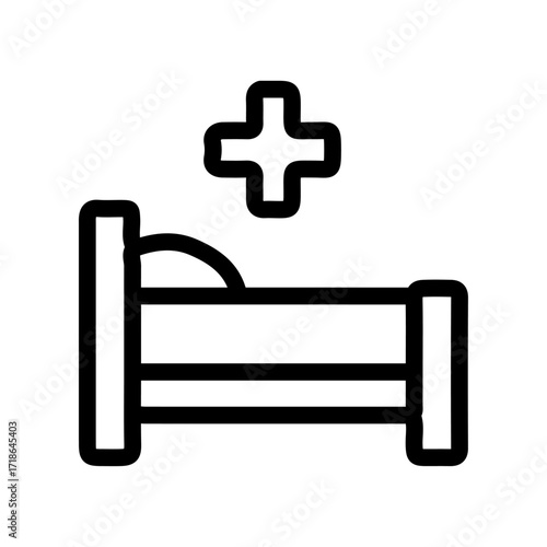 Hospital Bed Line Icon of Palliative Care Icon Set