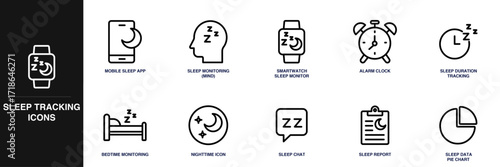 Sleep Tracking Line Icon Set
