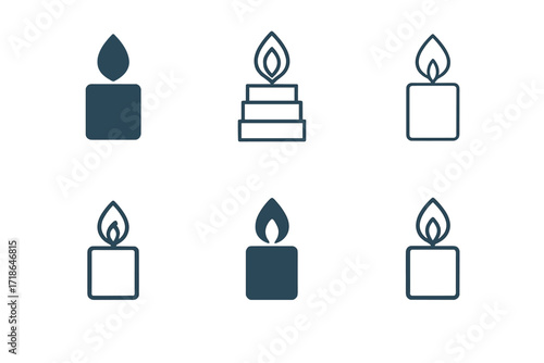 Wellness Logo Variations. Wellness. Set Logo of Wellness: Candle flame. 6 harmonious logo variations of the same emblematic