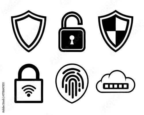 Cyber Security and Data Protection Icons Vector Set