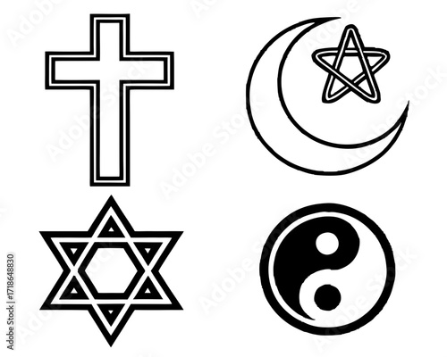 Vector Illustration of World Religious and Spiritual Symbols