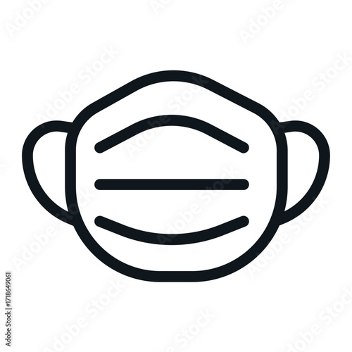 Face Mask Line Icon of Disease Prevention Icon Set