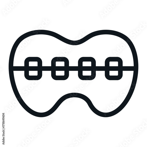 Braces Side View Line Icon of Orthodontics Icon Set