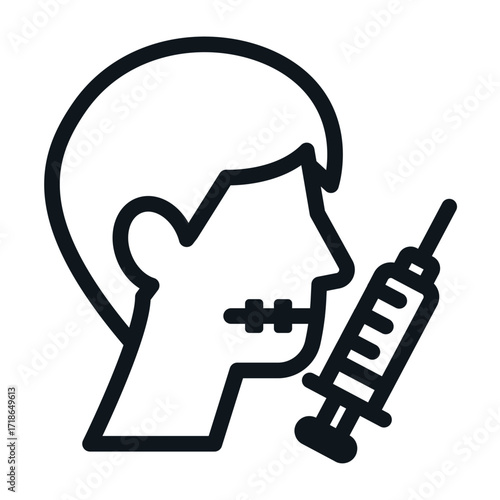 Oral Injection Line Icon of Orthodontics Icon Set