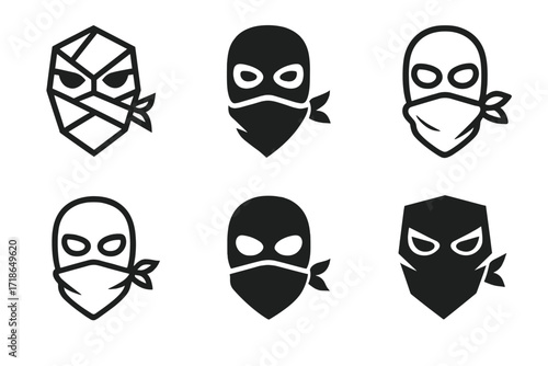 Streetwear Logo Variations. Streetwear. Set Logo of Streetwear: Street art mask. harmonious logo variations of the same emblematic concept, each with different
