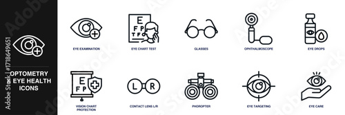 Optometry & Eye Health Line Icon Set