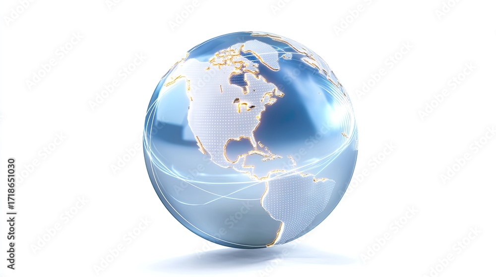 Fototapeta premium Globe with Network Connections Illustrating Global Communication and Technology Advancements in a Modern Age