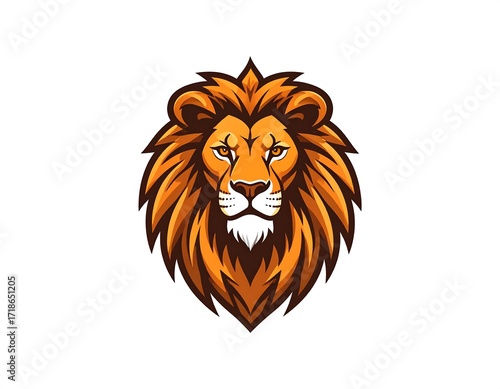 Lion head logo, bold and stylized