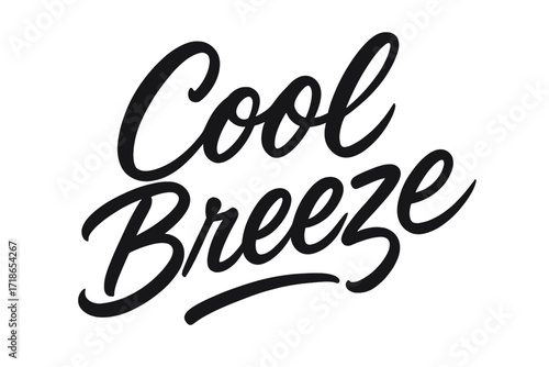 Cool Breeze Calligraphy. Cool Breeze ? Script Hand-Lettering, fluid brush strokes with semi-cursive connectors, smooth flowing motion with slight slant,