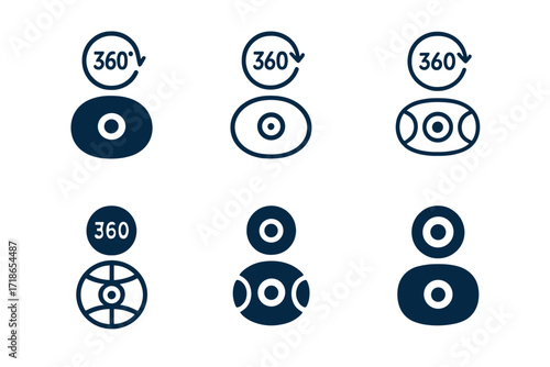 Virtual Reality Logos. Virtual Reality. Set Logo of Virtual Reality: ? camera. harmonious logo variations of the same emblematic concept, each with different