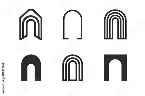 Architectural Logo Variations. Architecture. Set Logo of Architecture: Archway. 6 harmonious logo variations of the same