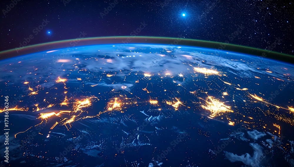 Obraz premium Earth at night, city lights