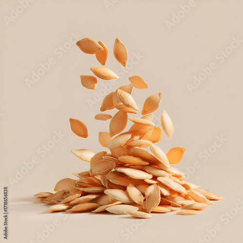 Cantaloupe Melon Seeds Falling from a Pile Isolated on Transparent Background