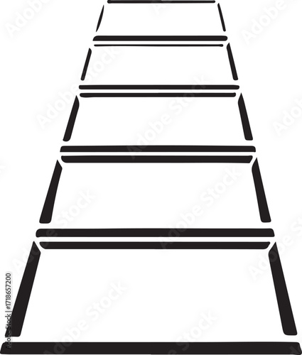Black and white illustration of a tiered pyramid steps