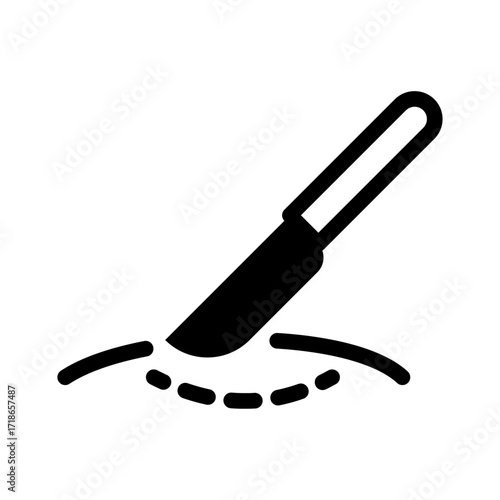 Scalpel Cutting Skin Line Icon of Surgery Icon Set