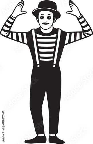 Black Silhouette of a Mime Performer artist actor