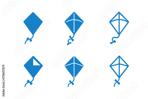 Kite Logo Variations. Children?s Toys. Set Logo of Children?s Toys: Kite. harmonious logo variations of the same emblematic concept, each with different
