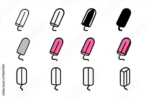 Feminine Hygiene Logo Set. Set Logo of Feminine Hygiene Products and Practices: Tampon. Logo set in vector style, emblematic