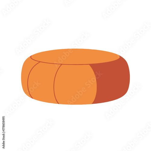 Modern Orange Ottoman Illustration for Interior Design and Furniture Projects, Suitable for Home Decor Visualizations and Online Furniture Store Promotions