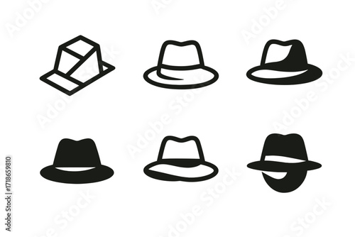 Fashion Logo Variations. Fashion. Set Logo of Fashion: Hat. harmonious logo variations of the same emblematic concept, each with different artistic