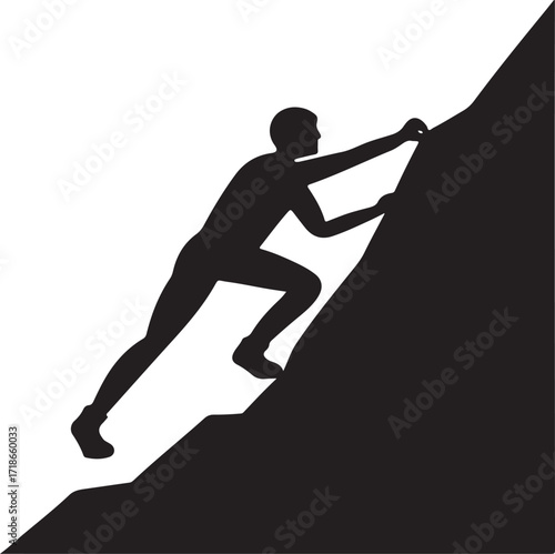 Silhouette of a Person Climbing a Rocky Mountain climber