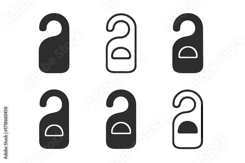 Harmonious Hotel Logos. Hotels. Set Logo of Hotels: Do not disturb sign. harmonious logo variations of the same emblematic concept, each with different