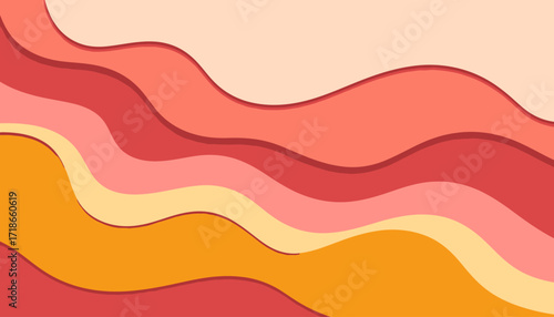 Abstract Wavy Layers Background in Warm Colors.