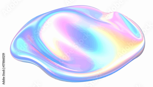 Iridescent Liquid Blob Abstract Shape.