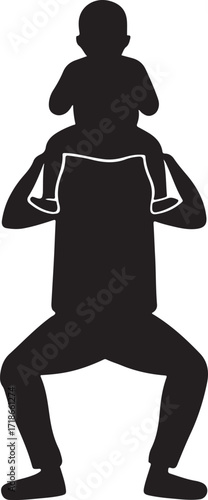 Silhouette of Father Carrying Child on Shoulders parent
