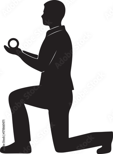 Silhouette of Man Proposing with Ring on Knee engagement