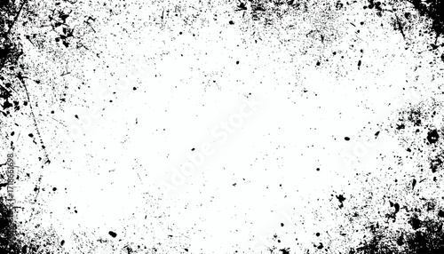 Distressed grunge texture overlay with black speckles and scratches.