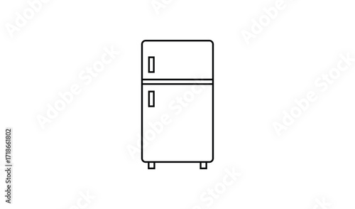 Simple outline drawing of a vintage style refrigerator with two doors