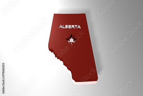 Province of Alberta Canada in 3D illustration 3